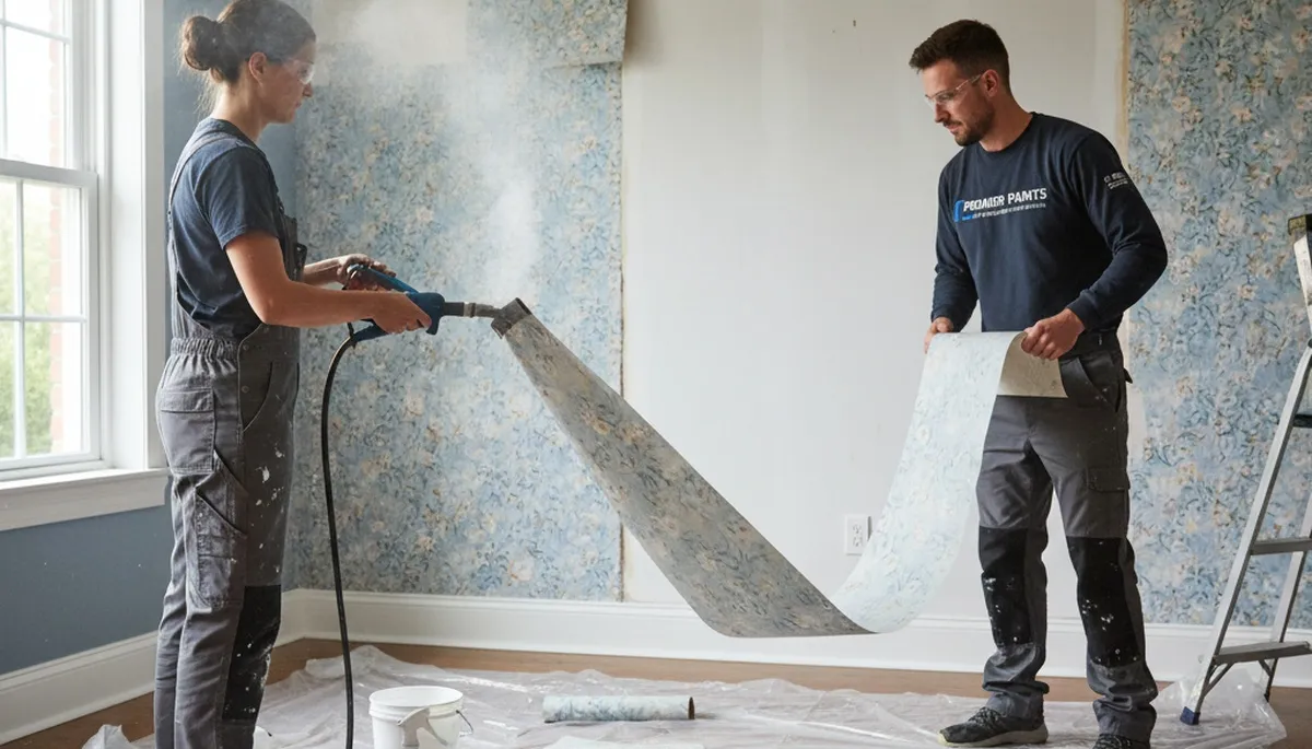 Wallpaper removal service in Salt Lake City, UT preparing walls for a fresh paint finish